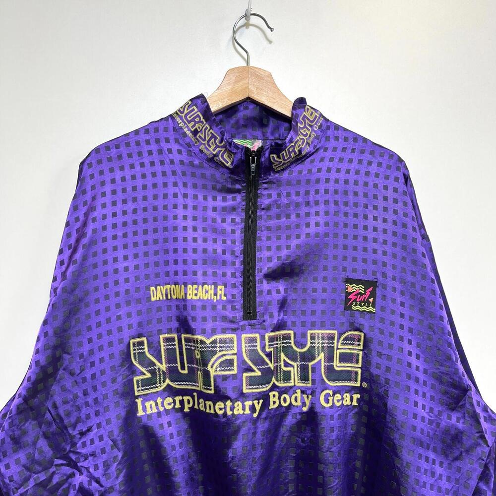 Vintage 90s Surf Style Daytona Beach Purple Quarter Zip-up Jacket Interplanetary